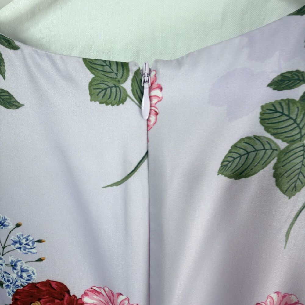 keepsake lilac floral ruffle midi dress ruched asymmetrical romantic size xs - Picture 9 of 10
